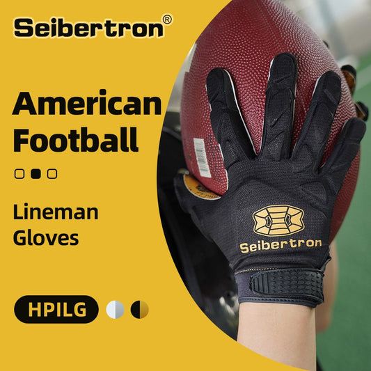 color:Black | Seibertron H.P.I.L.G touchscreen football lineman gloves image 01