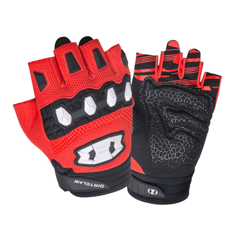 color:Red | Seibertron Dirtclaw fingerless motocross gloves white background main image