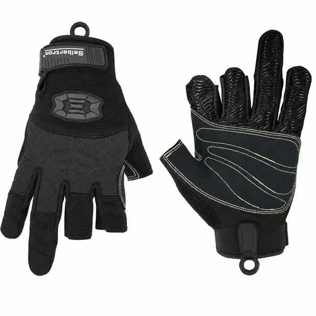 Seibertron Half Finger Padded Palm Lightweight Breathable Climbing Rope Gloves for Climbers, Rock Climbing, Rescue, Adventure, Sailing, Kayaking, Outdoor Sports Three Finger