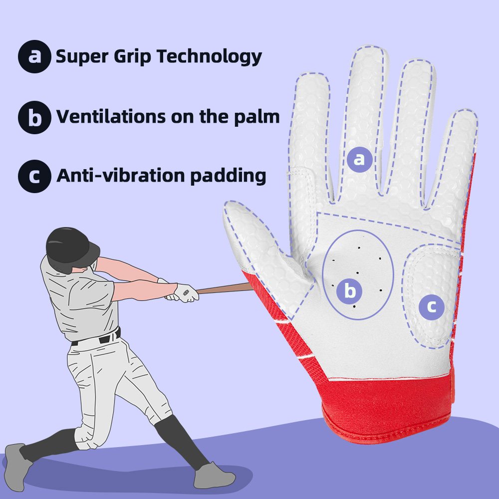 color:red | Seibertron B-A-R PRO 2.0 baseball and softball batting gloves image 13