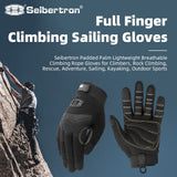 color:Black | Seibertron Full Finger Climbing Sailing Gloves full finger padded palm climbing rope gloves image 01