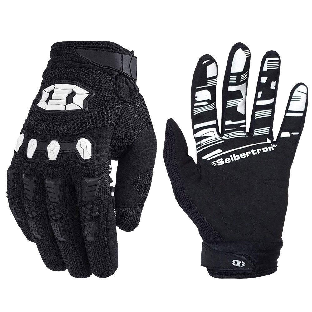 color:Black | Seibertron Dirtpaw full finger motocross and off-road riding gloves image 01