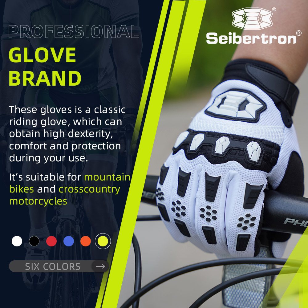 color:White | Seibertron Dirtpaw full finger motocross and off-road riding gloves image 06