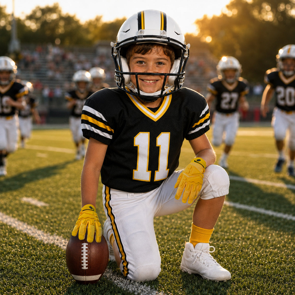 seibertron-gallery:garg-adult-youth-20260714 | product:7340603179198 | color:Yellow | group:Youth | slot:1 | Seibertron G.A.R.G 2.0 youth football receiver gloves yellow gallery 1