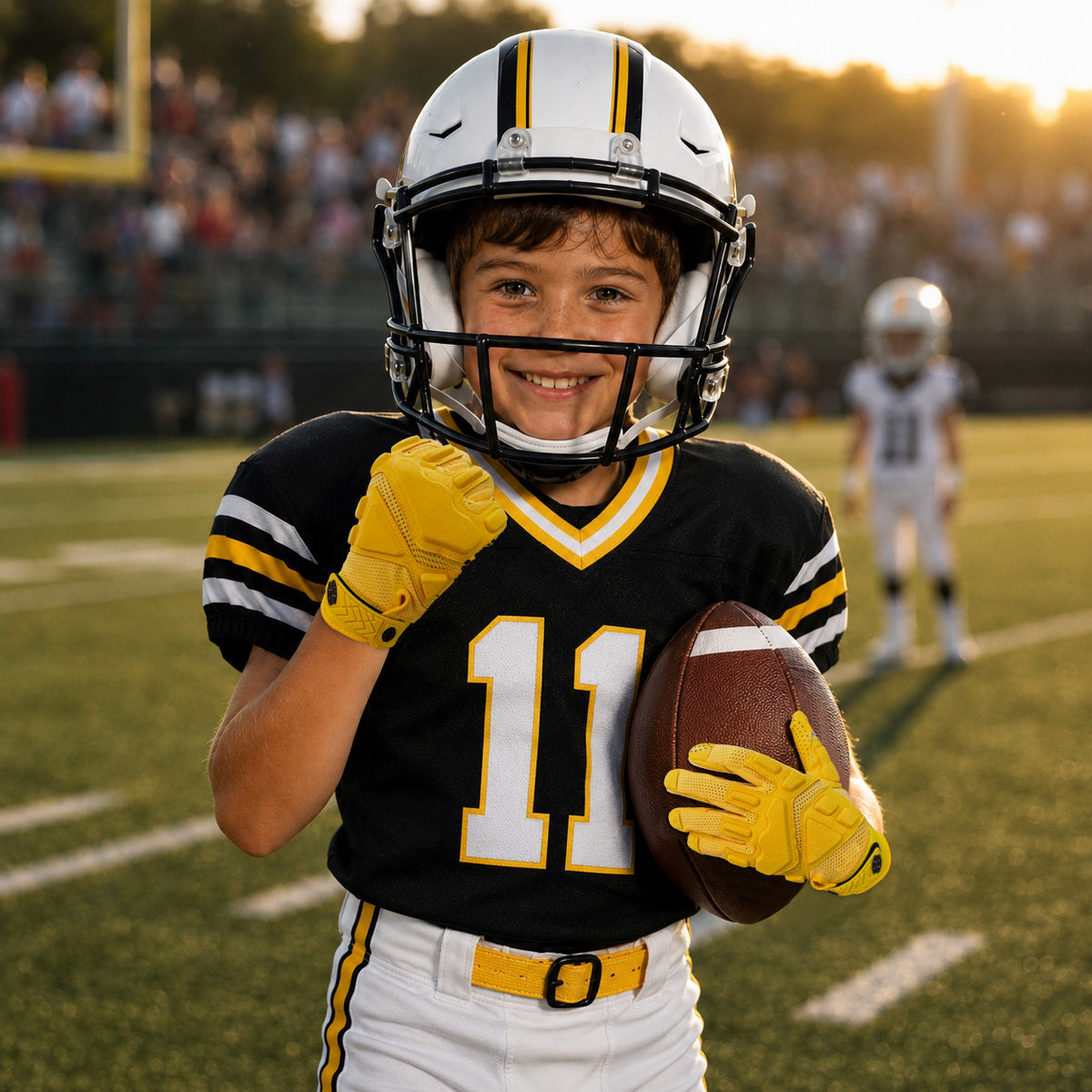 seibertron-gallery:garg-adult-youth-20260714 | product:7340603179198 | color:Yellow | group:Youth | slot:2 | Seibertron G.A.R.G 2.0 youth football receiver gloves yellow gallery 2