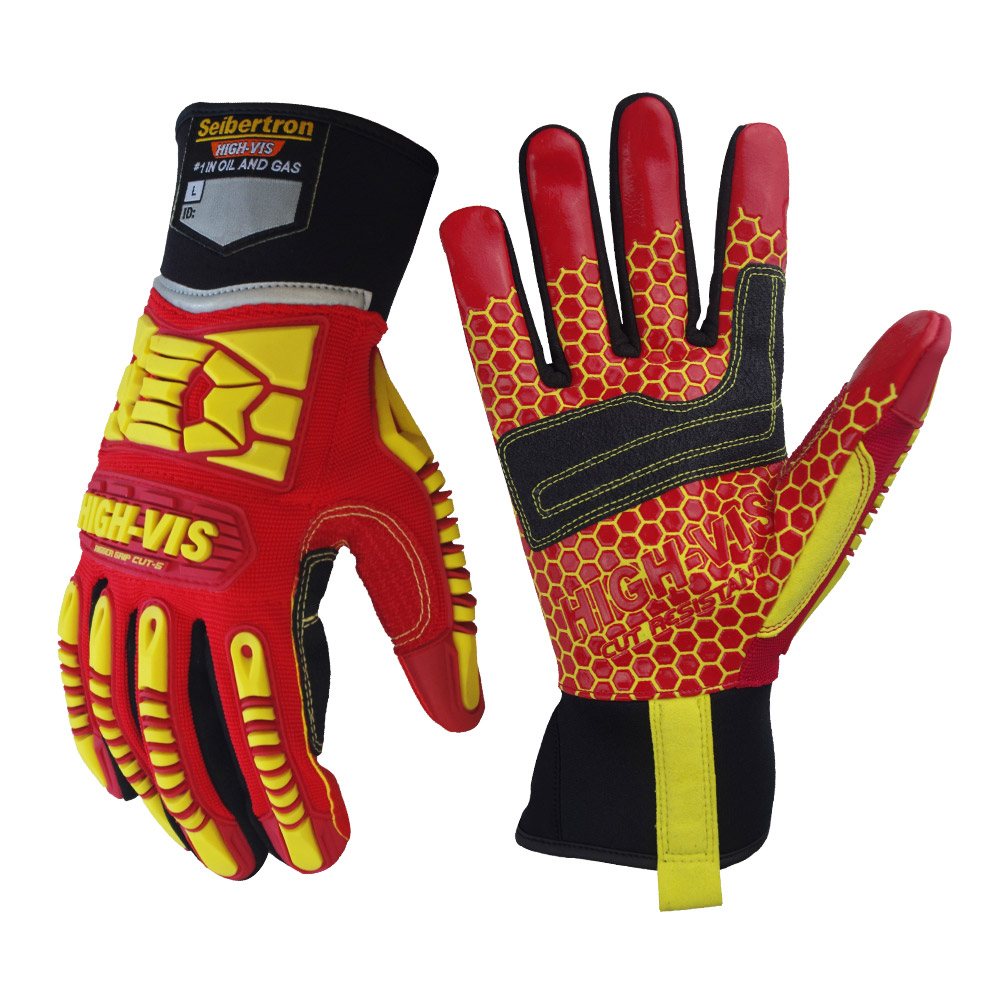 color:all | Seibertron HIGH-VIS HRC5 cut resistant rigger work gloves for oil and gas safety image 07