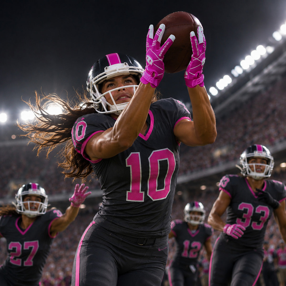 seibertron-gallery:pro3-adult-youth-zodiac-20260716 | product:8668804808894 | color:Pink | group:Adult | slot:4 | Seibertron PRO 3.0 adult football receiver gloves pink zodiac gallery 4