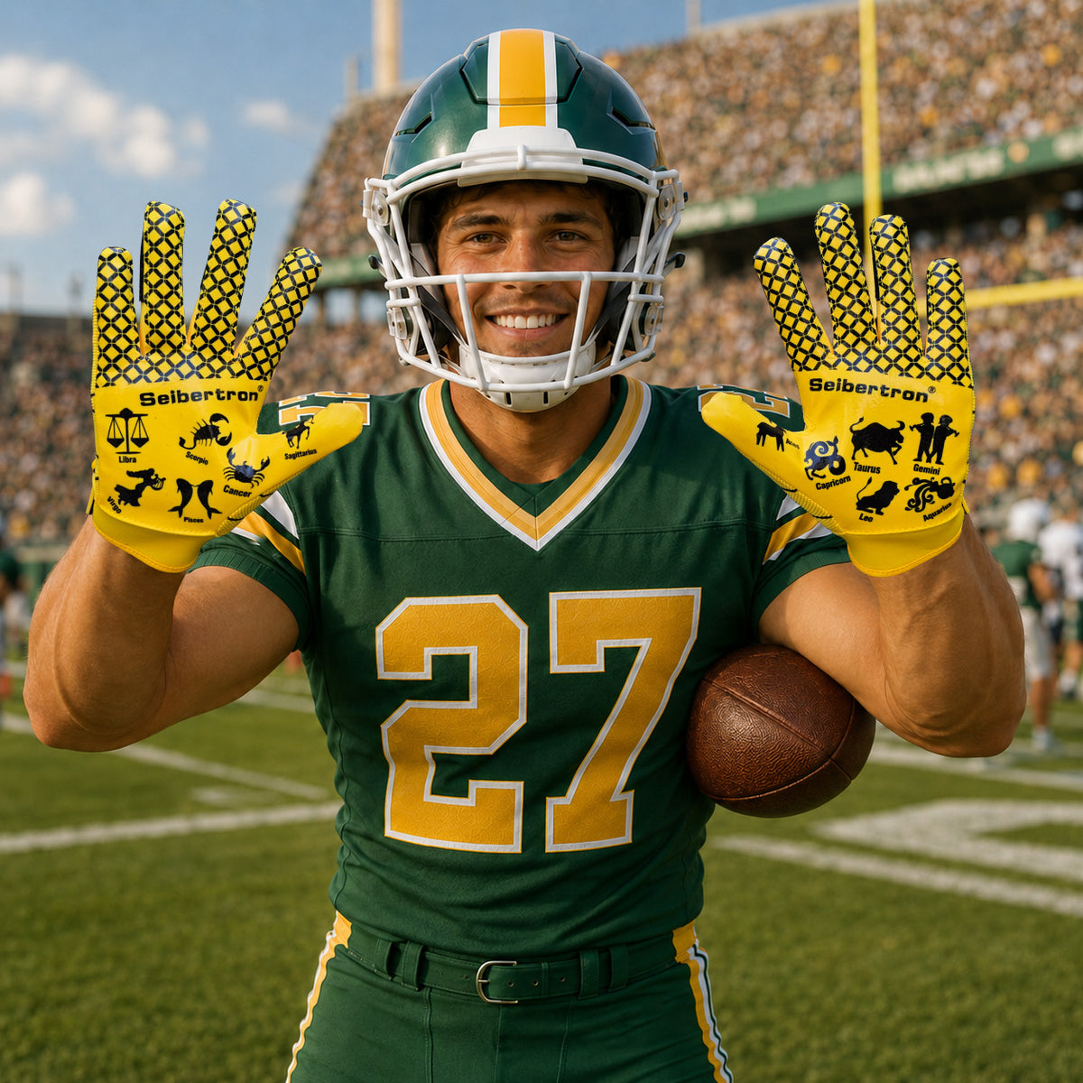 seibertron-gallery:pro3-adult-youth-zodiac-20260716 | product:8668804808894 | color:Yellow | group:Adult | slot:2 | Seibertron PRO 3.0 adult football receiver gloves yellow zodiac gallery 2