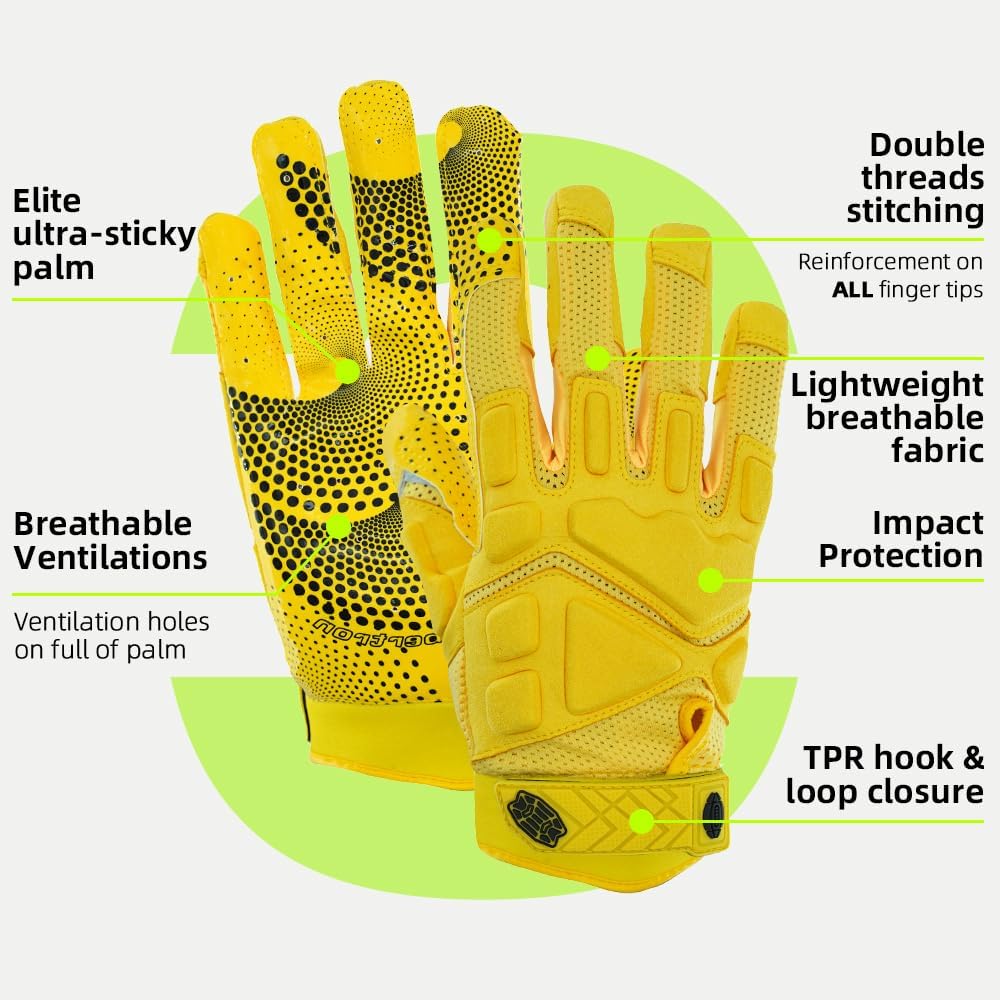 color:Black | Seibertron G.A.R.G 2.0 football receiver gloves white background main image