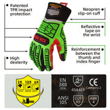 seibertron-gallery:hdc5-safety-gloves-20260715 | product:hdc5 | color:Green Red | slot:3 | Seibertron HIGH-VIS HDC5 safety gloves TPR impact protection and CE ANSI rating detail image