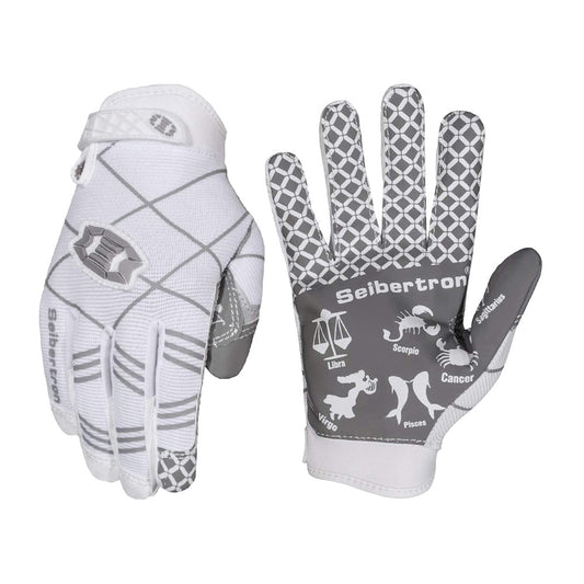 color:White | Seibertron Pro 3.0 youth football receiver gloves white background main image