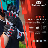 color:Black | Seibertron SPS-10 breathable anti-slip touchscreen leather motorcycle gloves image 07