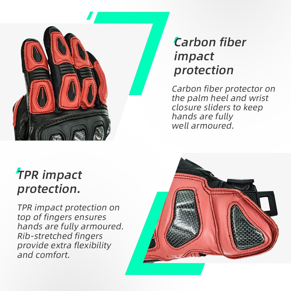 color:Red | Seibertron SPS-3 motorcycle riding gloves for BMX ATV MTB and road riding image 12