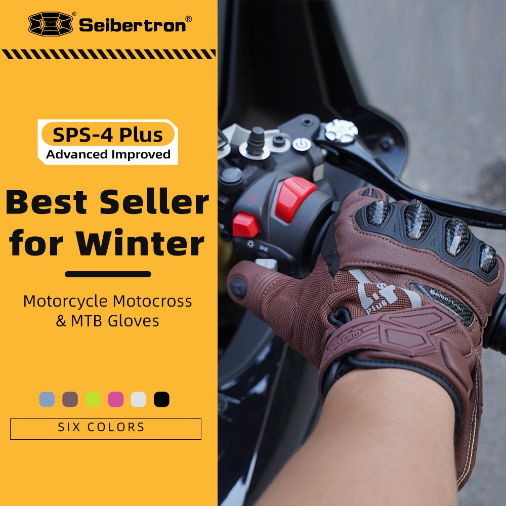 color:Brown | Seibertron SPS-4 Plus 3M Thinsulate winter leather motorcycle gloves image 09