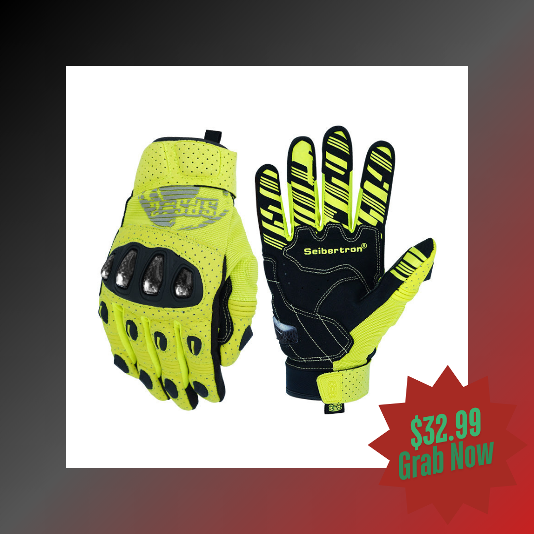 yellow leather motorcycle gloves