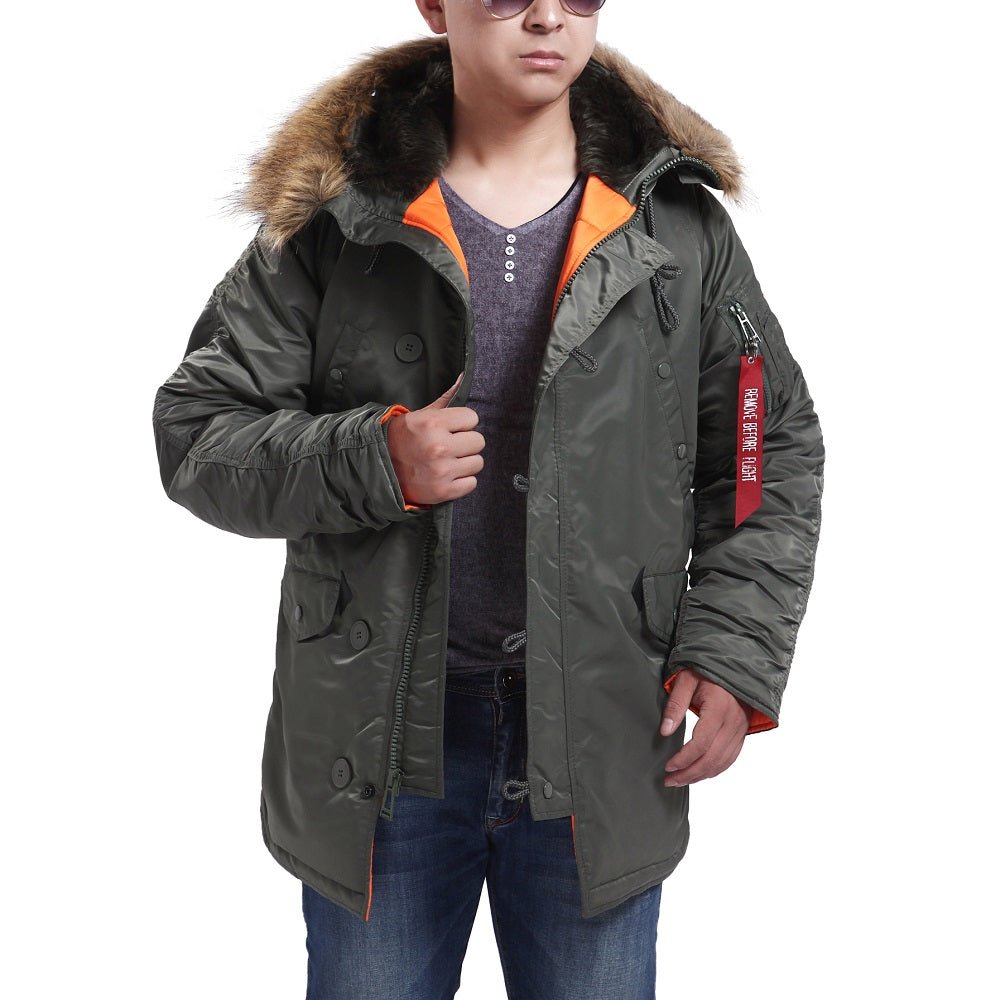 Seibertron Men's N - 3B Slim - Fit Waterproof/Water Repellent Parka with Removable Faux Fur Hood Trim - SeibertronApparel602201113451